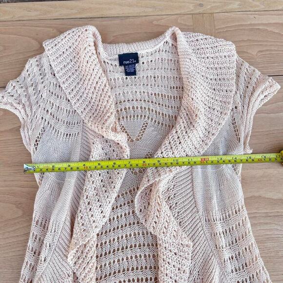 VTG Y2K Rue21 Womens S Crochet Knitted Cover Up Coastal Beachy‎ Lightweight - Picture 4 of 5
